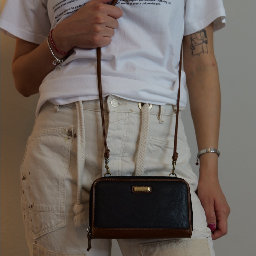 Rossetti Small Black Brown Crossbody Clutch